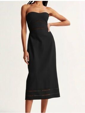 Abercrombie & Fitch Strapless Black Midi Dress
